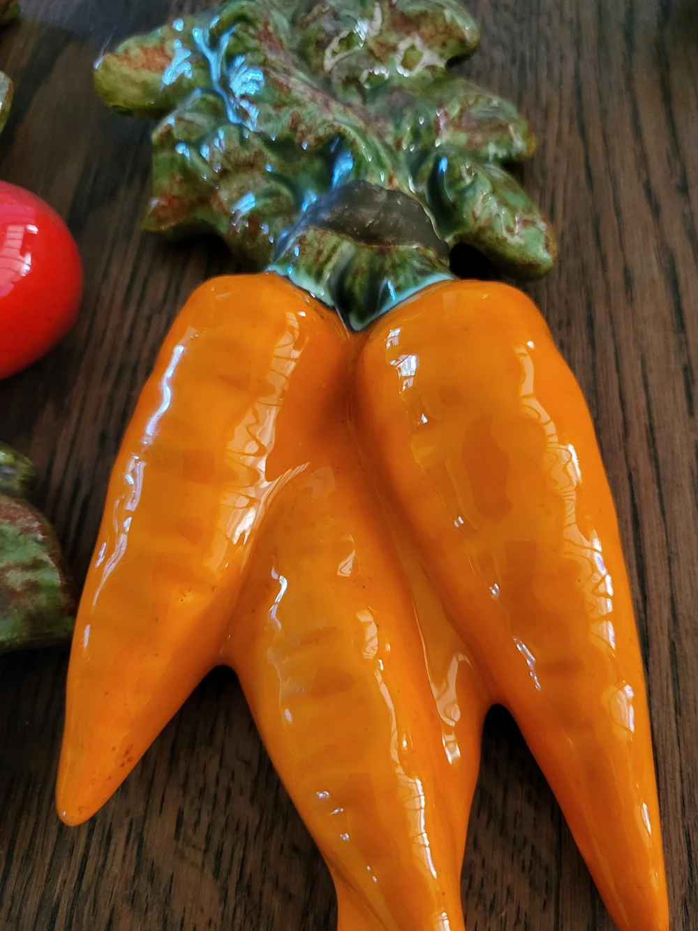 Vintage Hand Painted Ceramic Vegetables Set 3D 1970's Wall Art MCM